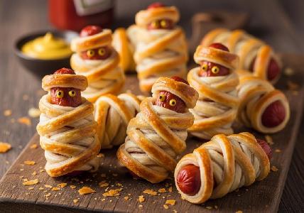 Bild vom Rezept Gruselige Würstchen-Mumien