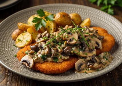 Bild vom Rezept Rustikales Jägerschnitzel mit Waldpilzrahmsoße