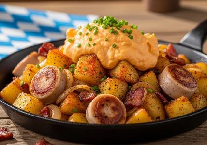 Bild vom Rezept Bayerische Kartoffelpfanne mit Obatzda-Topping
