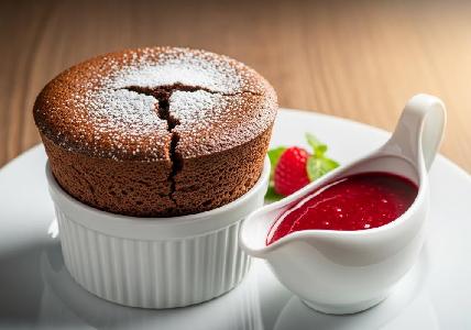 Bild vom Rezept Feines Schokoladen Soufflé mit hausgemachter Himbeersauce