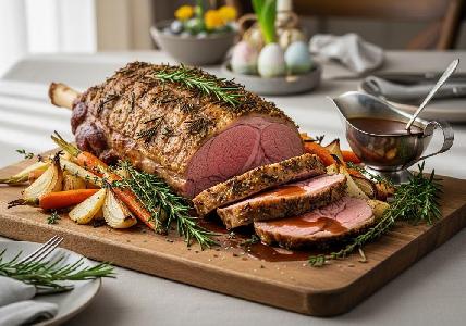 Bild vom Rezept Osterlammbraten mit Rosmarin-Kräuterkruste und Wurzelgemüse
