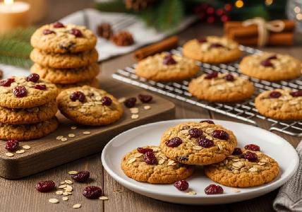 Bild vom Rezept Weihnachtliche Haferflocken-Cranberry-Kekse
