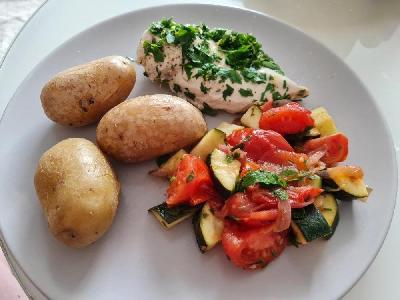 Bild vom Rezept Zitronen Petersilien Hähnchen mit Pfannengemüse