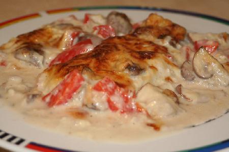 Bild vom Rezept Ofenschnitzel in Paprika-Pilz-Rahm